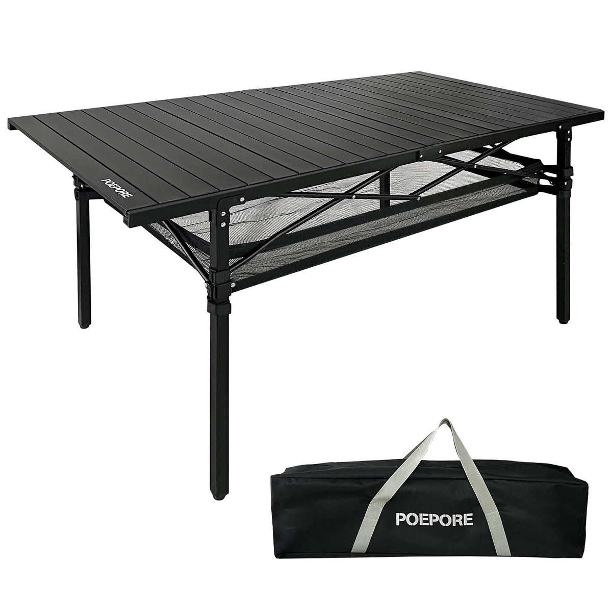 Large Folding Aluminum Camping Table with Storage and Carry Bag S457979