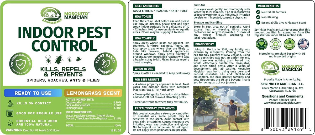 Lemongrass Flea Tick Mosquito Spray 16 OZ T520