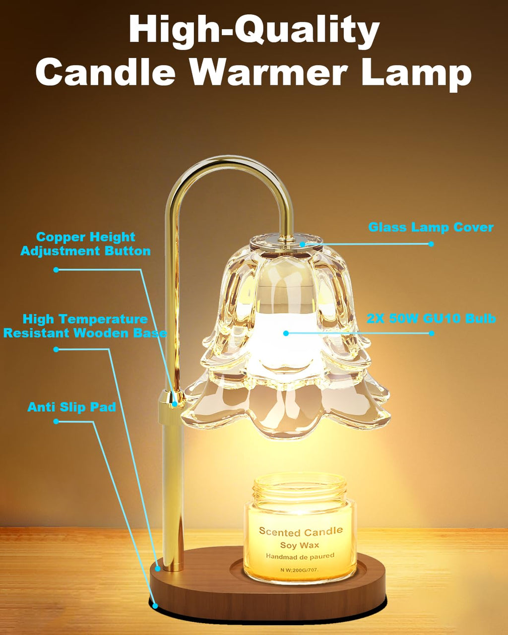 Dimmable Height Adjustable Candle Warmer Lamp with Timer I14226