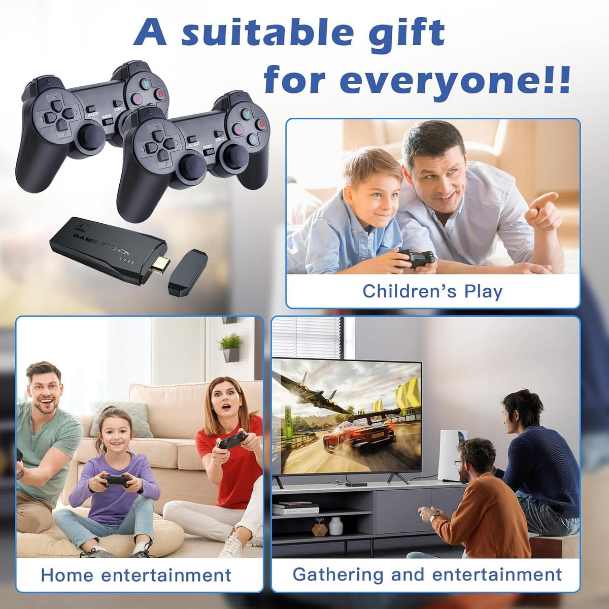 64G Wireless Game Stick 4K HDMI Game Console with 2.4G Wireless Controller X211