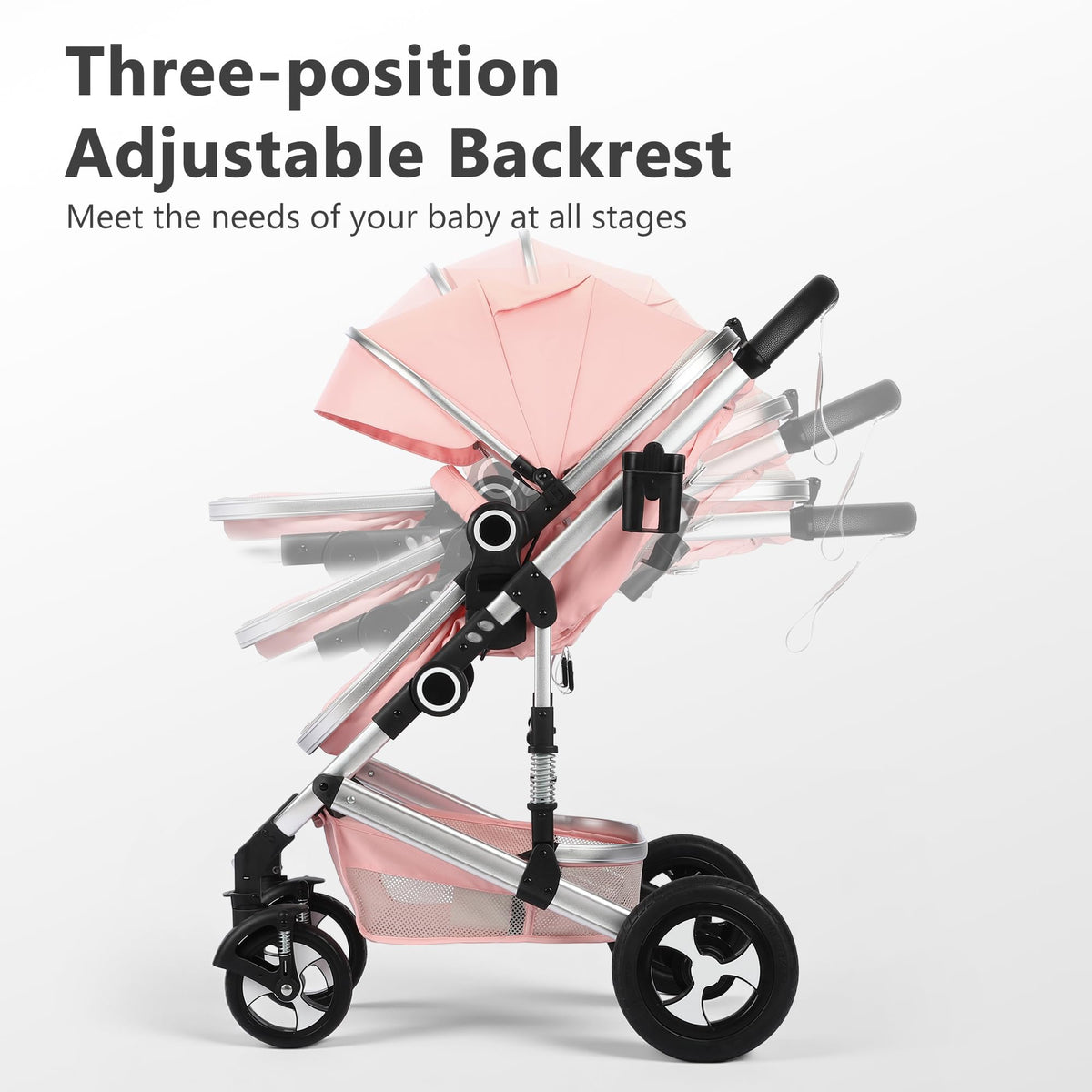 2 in 1 Convertible Baby Stroller, Diaper Bag, Pink I172