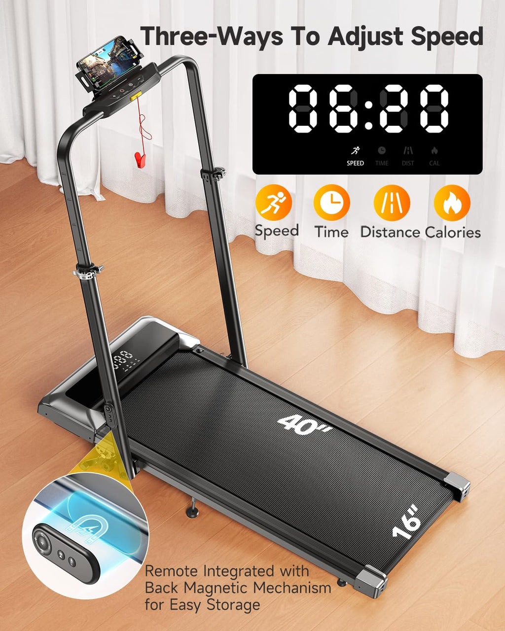 Folding Treadmill with Incline and Adjustable Handle Bar P688