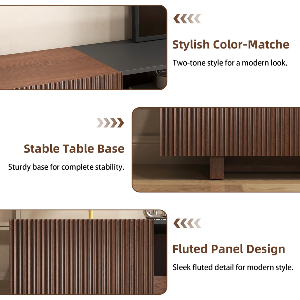 78.8 Inch Dark Brown Walnut TV Stand with Storage T424