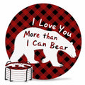 Set of 6 Bear Animal Absorbent Stone Ceramic Coasters with Holder W55195