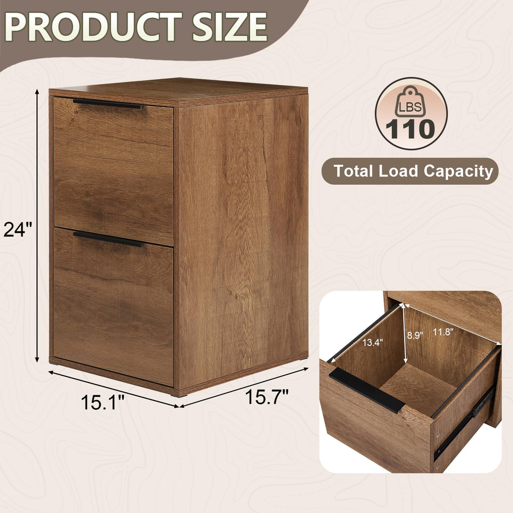 2 Drawer Filing Cabinet with Hanging Rail W424