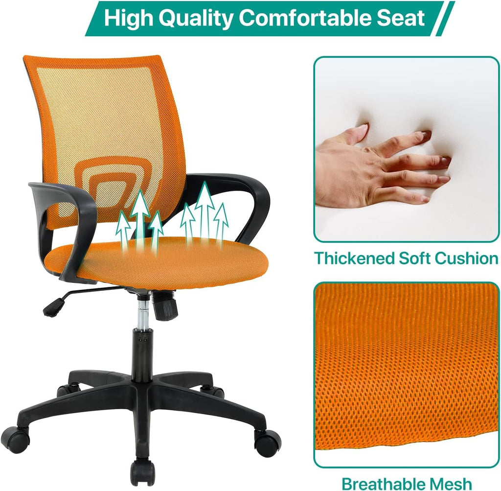 Ergonomic Orange Mesh Office Chair with Lumbar Support Q402