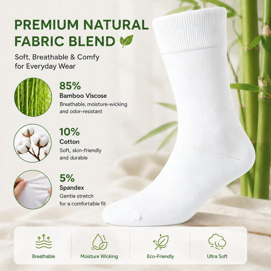 Women's 6 Pairs Bamboo Viscose Crew Socks V681