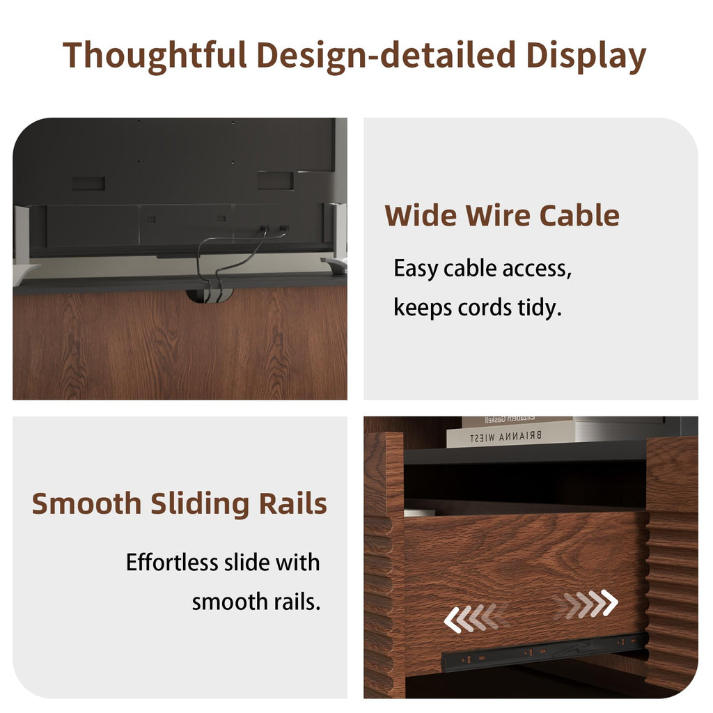 78.8 Inch Dark Brown Walnut TV Stand with Storage T424