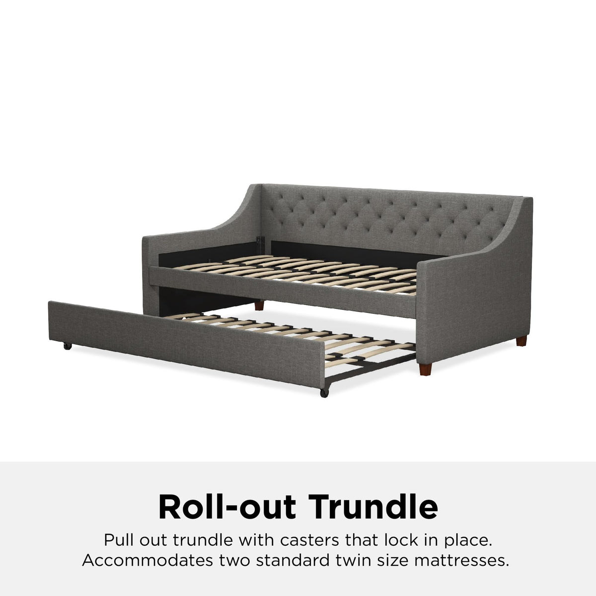 Grey Linen Twin over Twin Upholstered Daybed and Trundle N930982