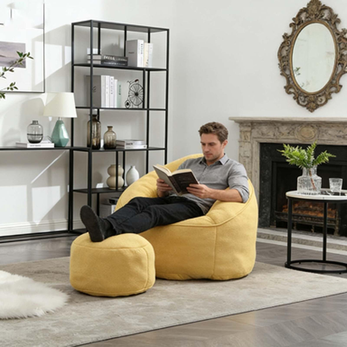 Memory Foam Bean Bag Chair with Footrest B5858