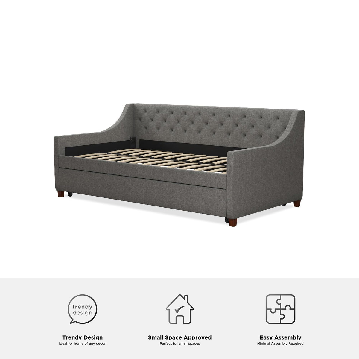 Grey Linen Twin over Twin Upholstered Daybed and Trundle N930982