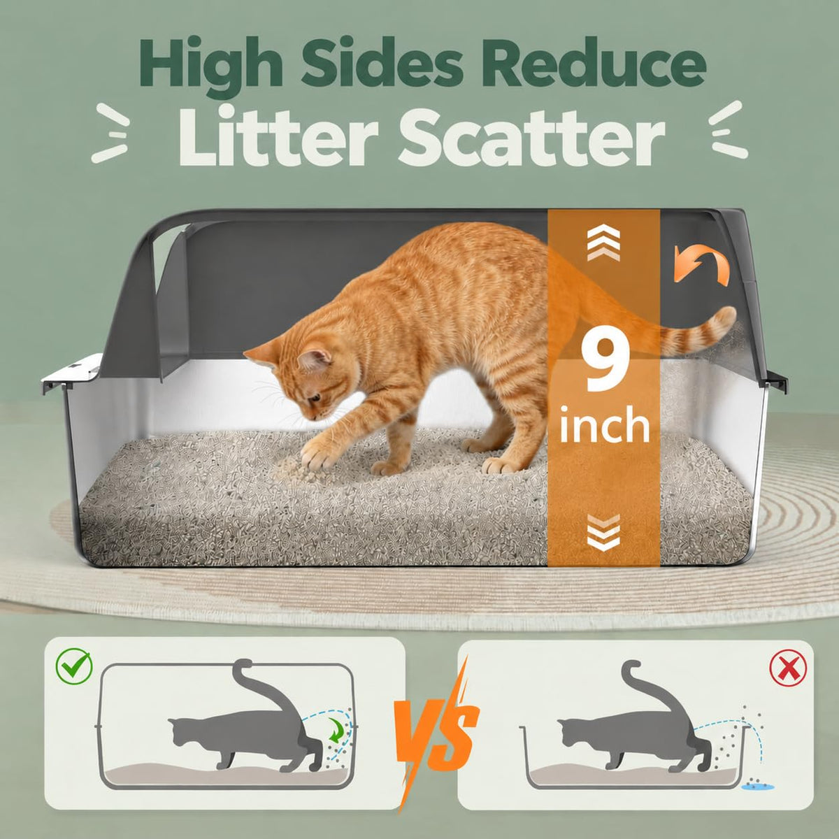 Stainless Steel High Sided Litter Box with Lid Q773