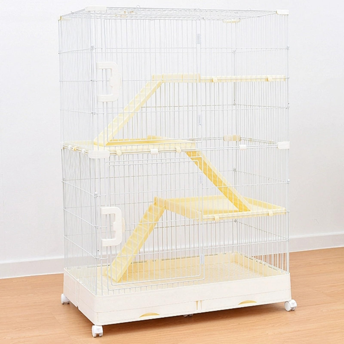 4 Tier Detachable Metal Wire Cat Cage with Double Drawer Tray W12863