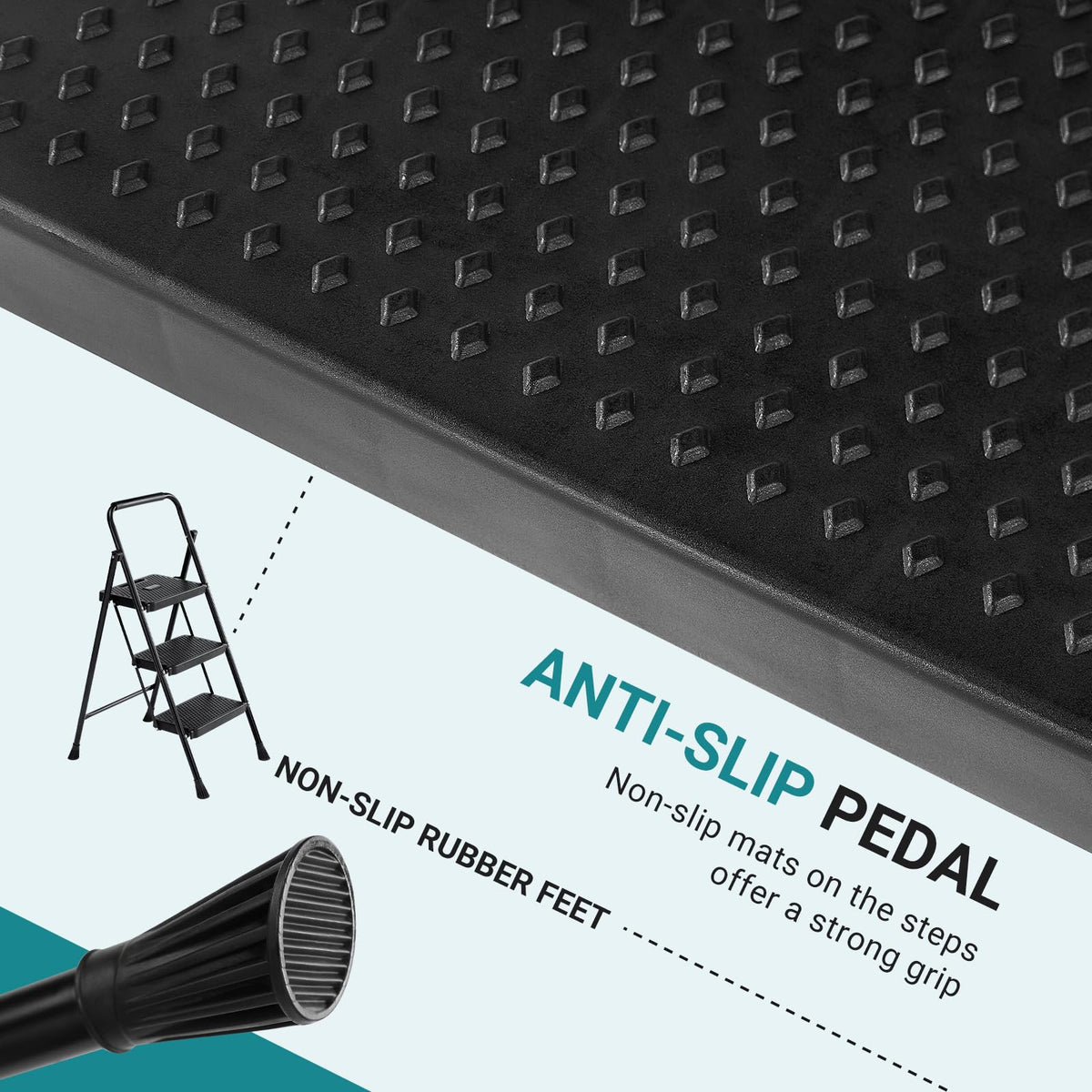 3 Step Ladder 500lbs Capacity Foldable Step Stool V73226