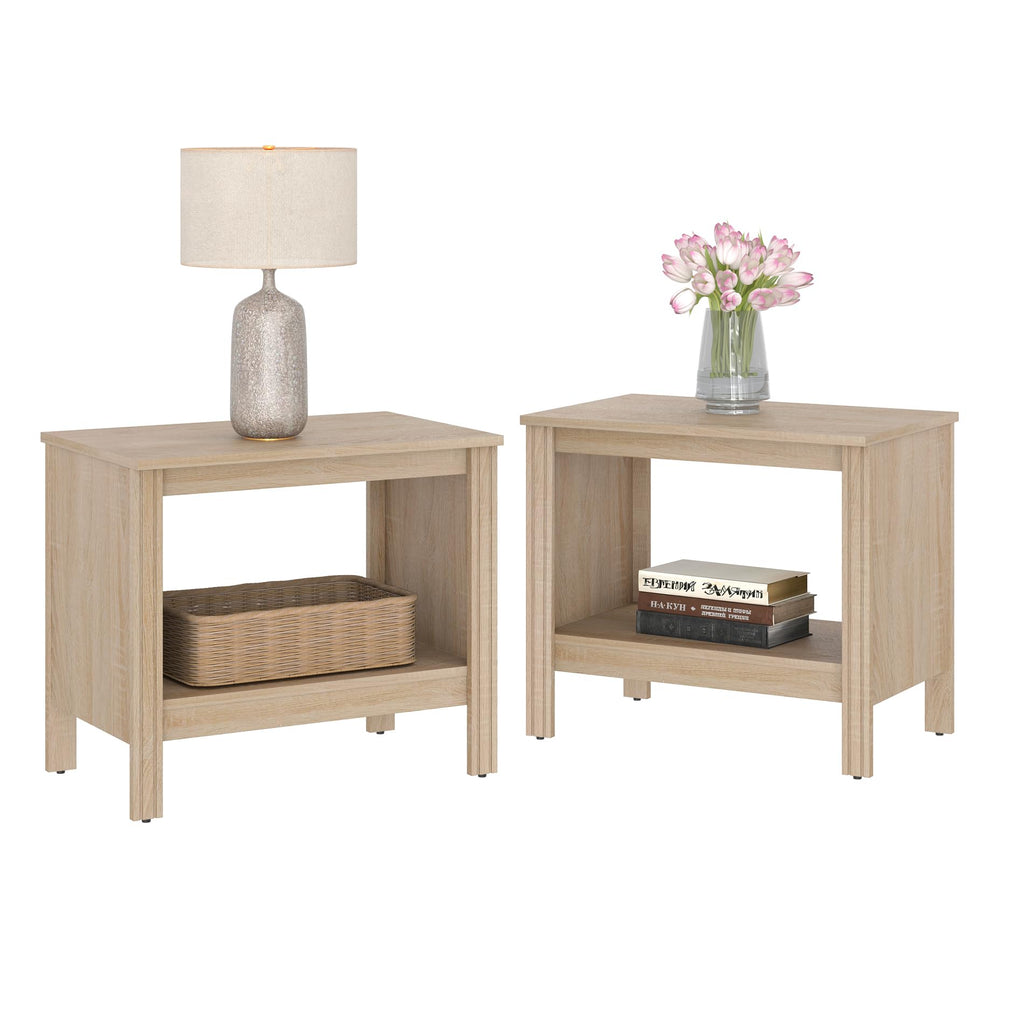 Set of 2 Square 2-Tier Nightstand with Storage S82475