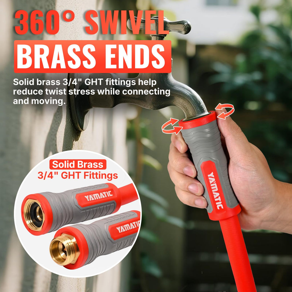 100FT 5/8" Garden Hose Brass Swivel Handle 600 PSI N55855