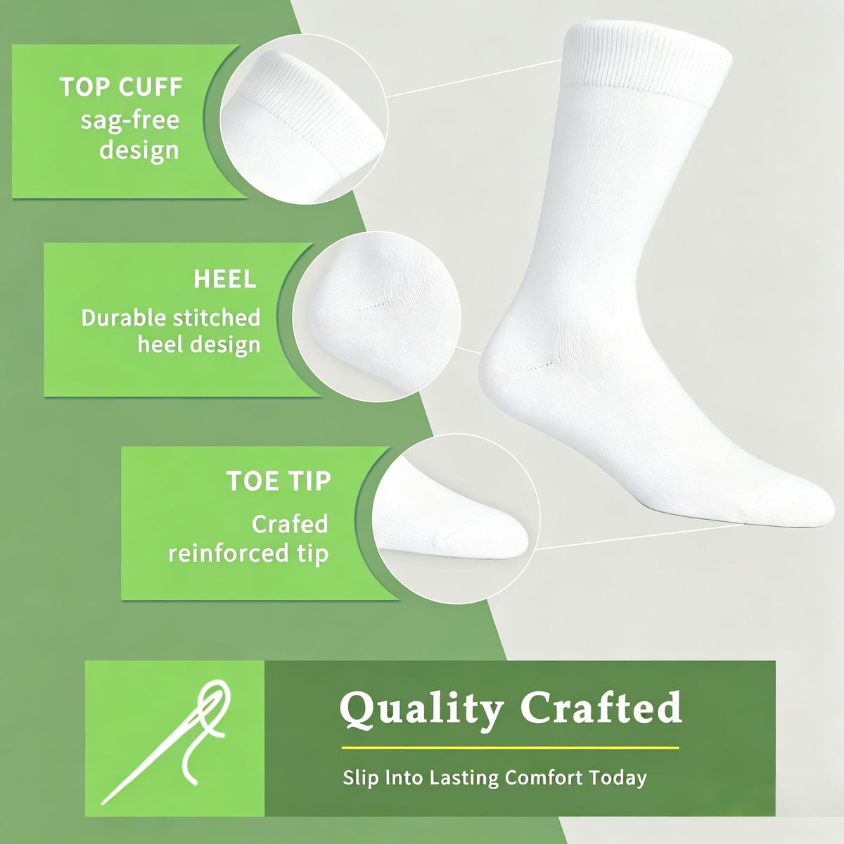 Women's 6 Pairs Bamboo Viscose Crew Socks V681