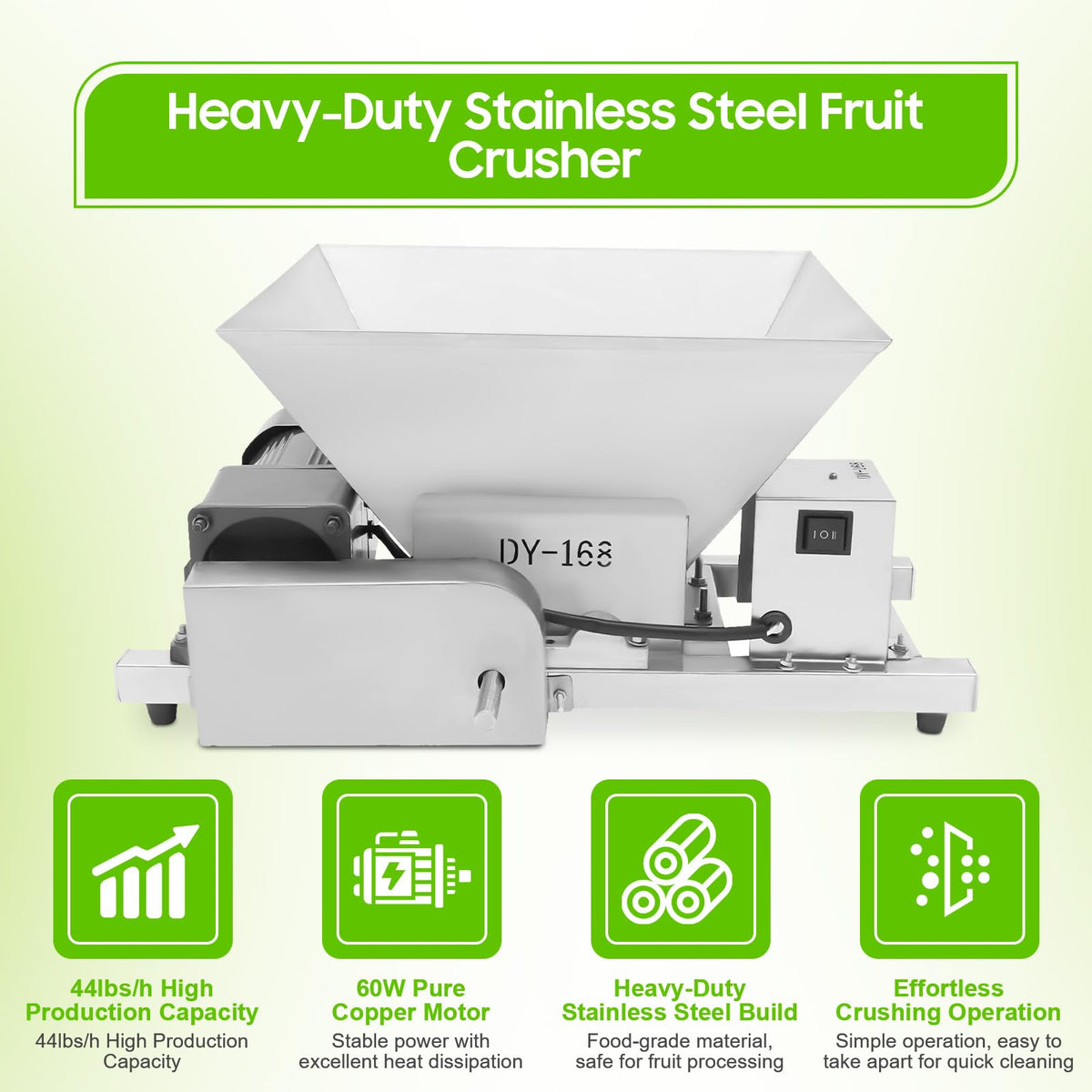 60W Stainless Steel Electric Fruit Crusher 1.06gal K43896