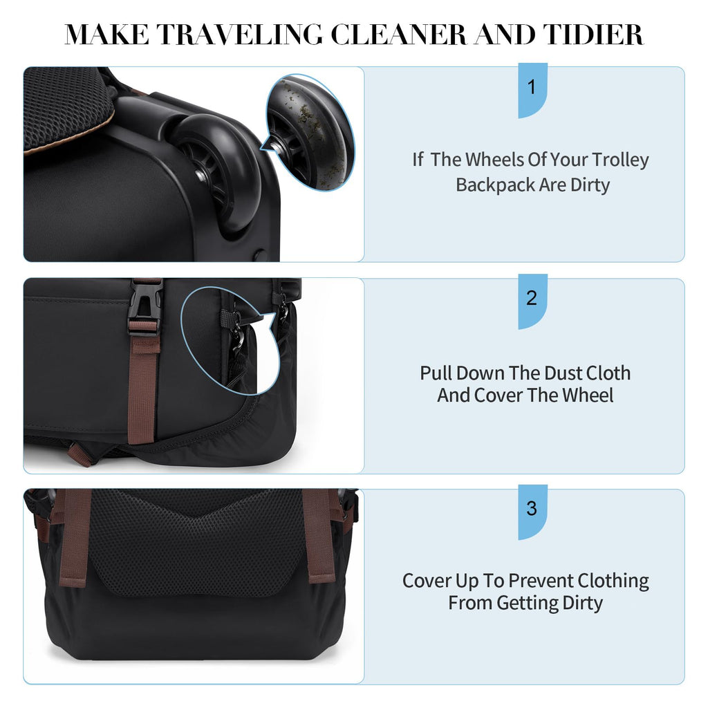 Black Rolling Laptop Backpack with Wheels Z6715