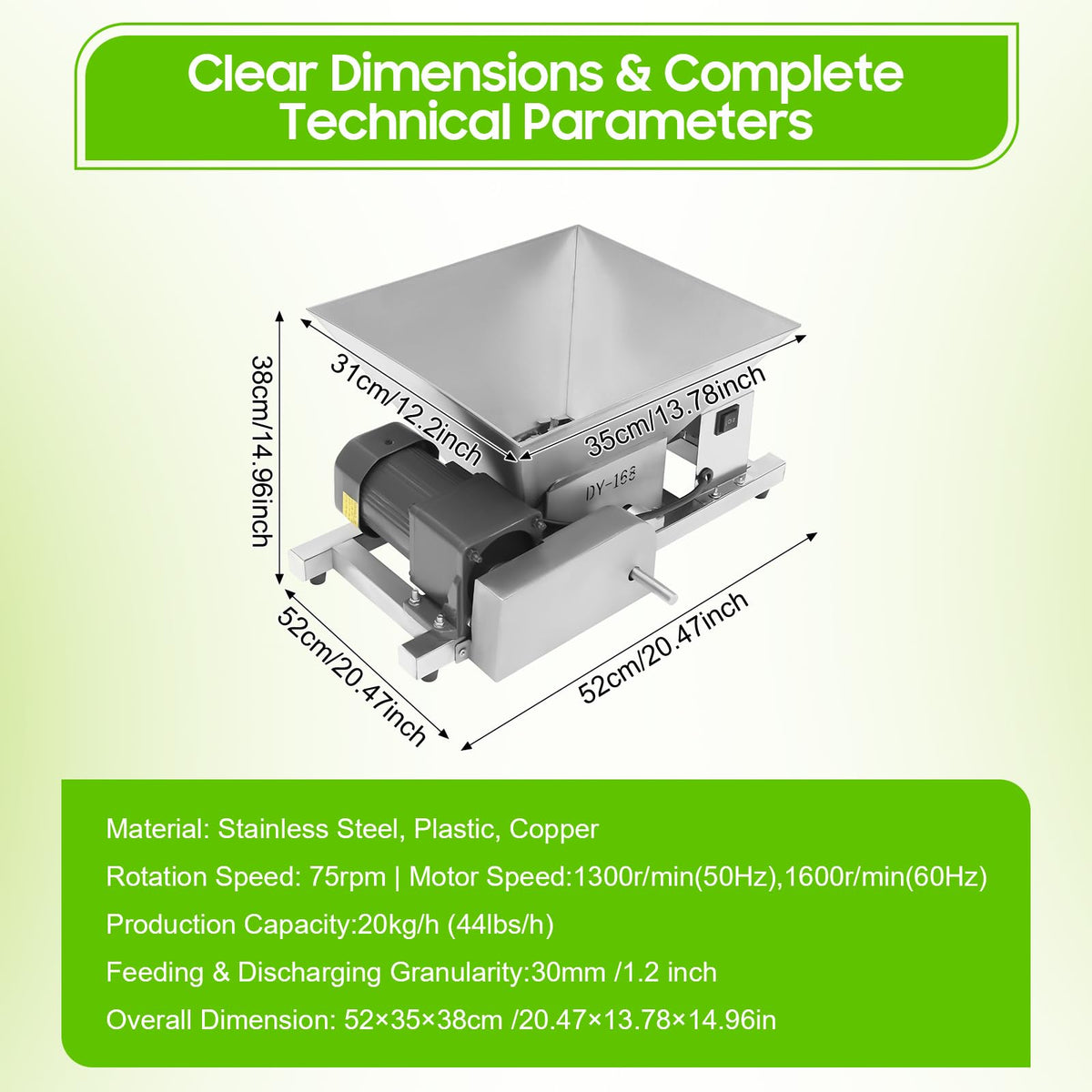 60W Stainless Steel Electric Fruit Crusher 1.06gal K43896