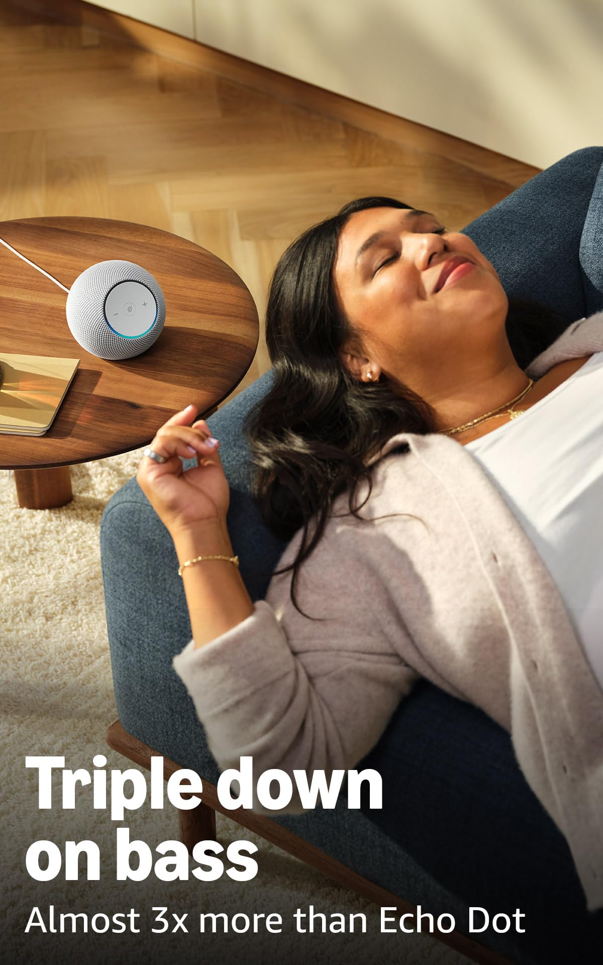Alexa speaker with room-filling sound and nearly 3x bass O80197
