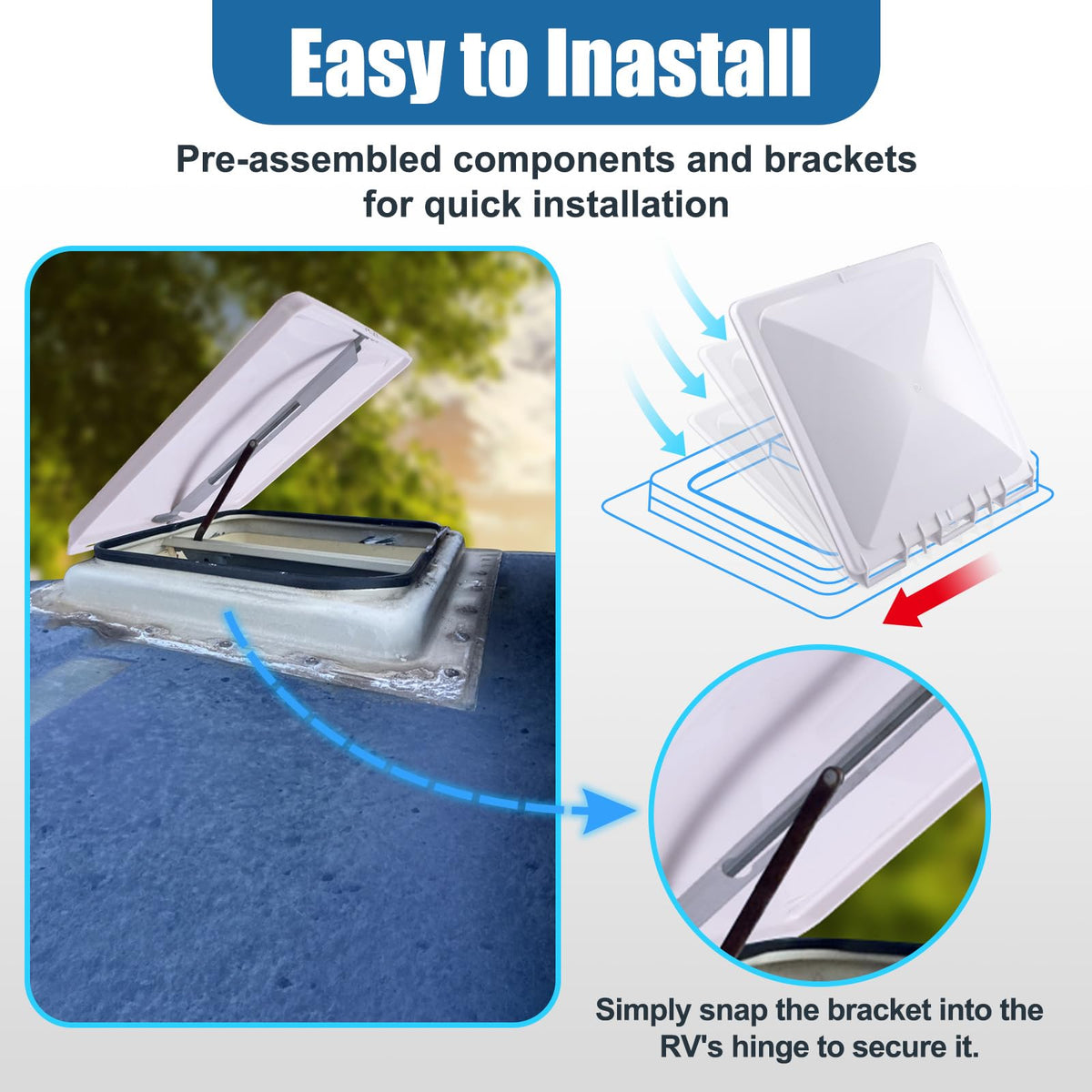 White 13 x13 inch RV Roof Vent Cover Replacement N132