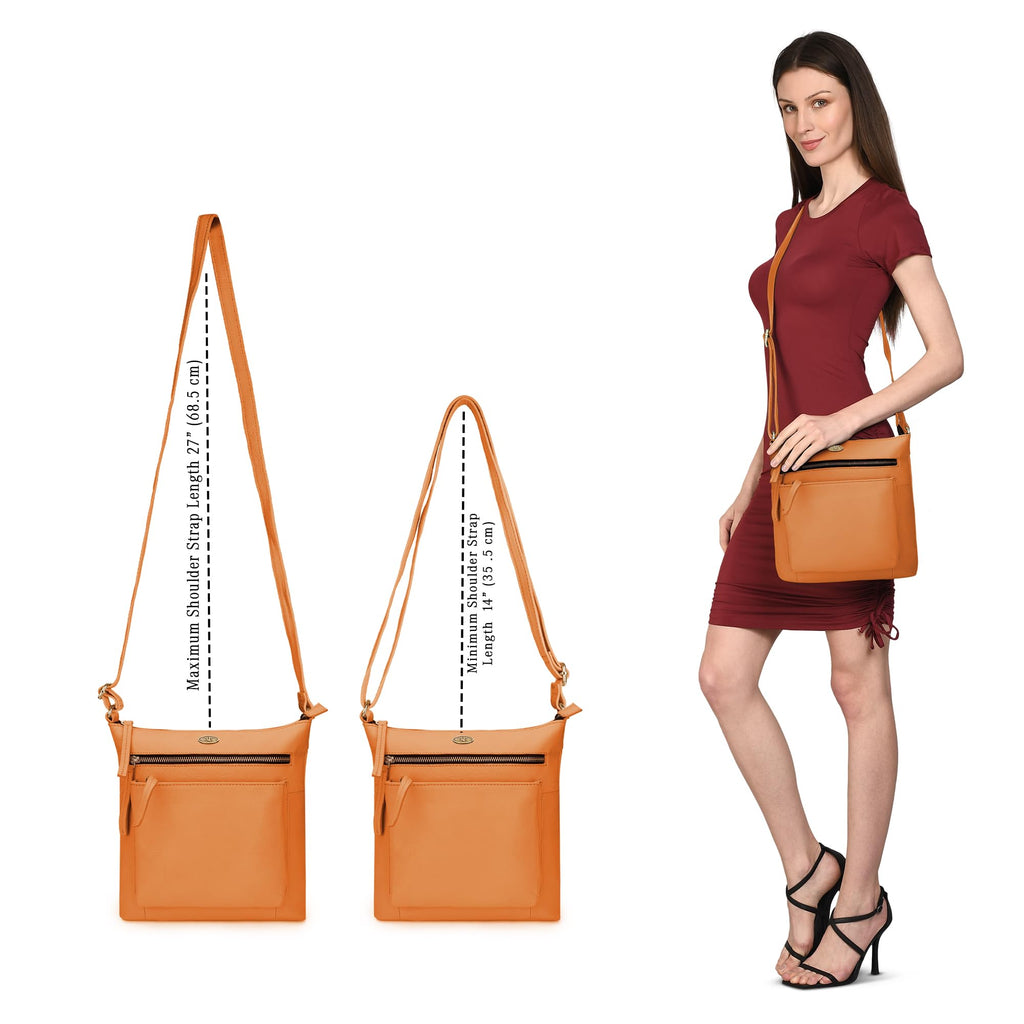 Light Brown Genuine Leather Crossbody Bag T132