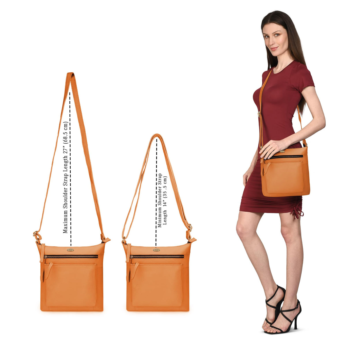 Light Brown Genuine Leather Crossbody Bag T132