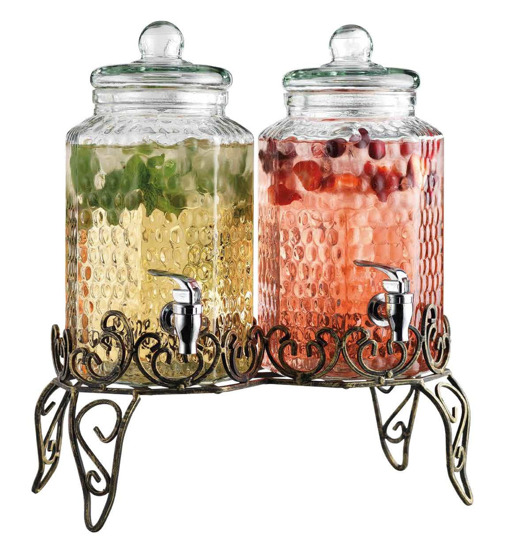 1 Gallon Glass Beverage Dispenser with Spigot Set of 2 K968
