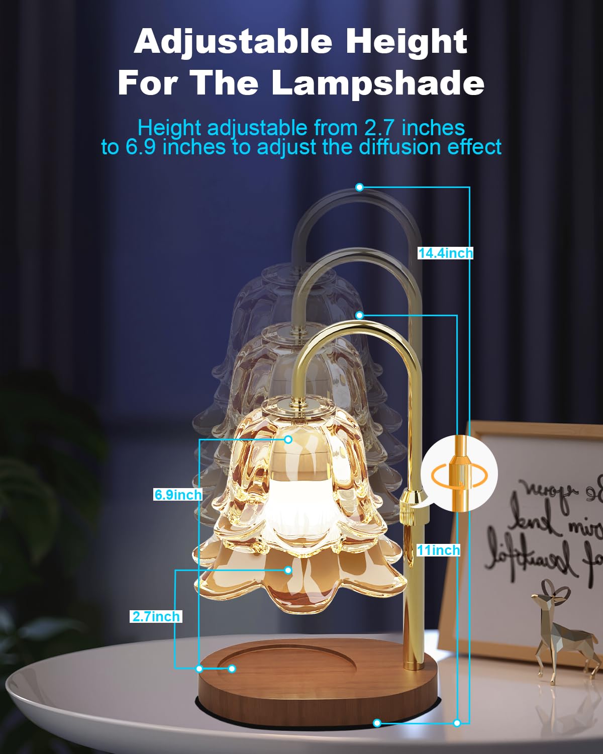 Dimmable Height Adjustable Candle Warmer Lamp with Timer I14226