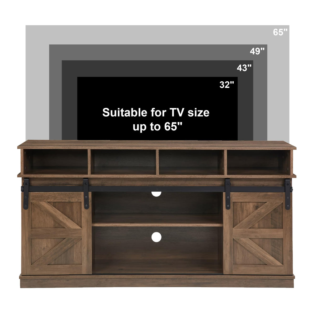 Farmhouse Wood TV Stand with Sliding Barn Doors J83407