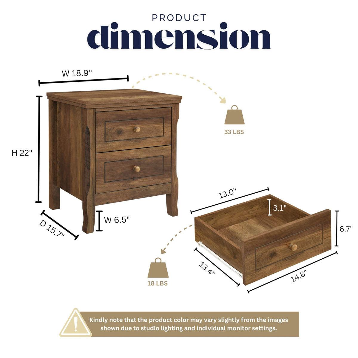 2 Drawer Wood Nightstand Set of 2 N226616