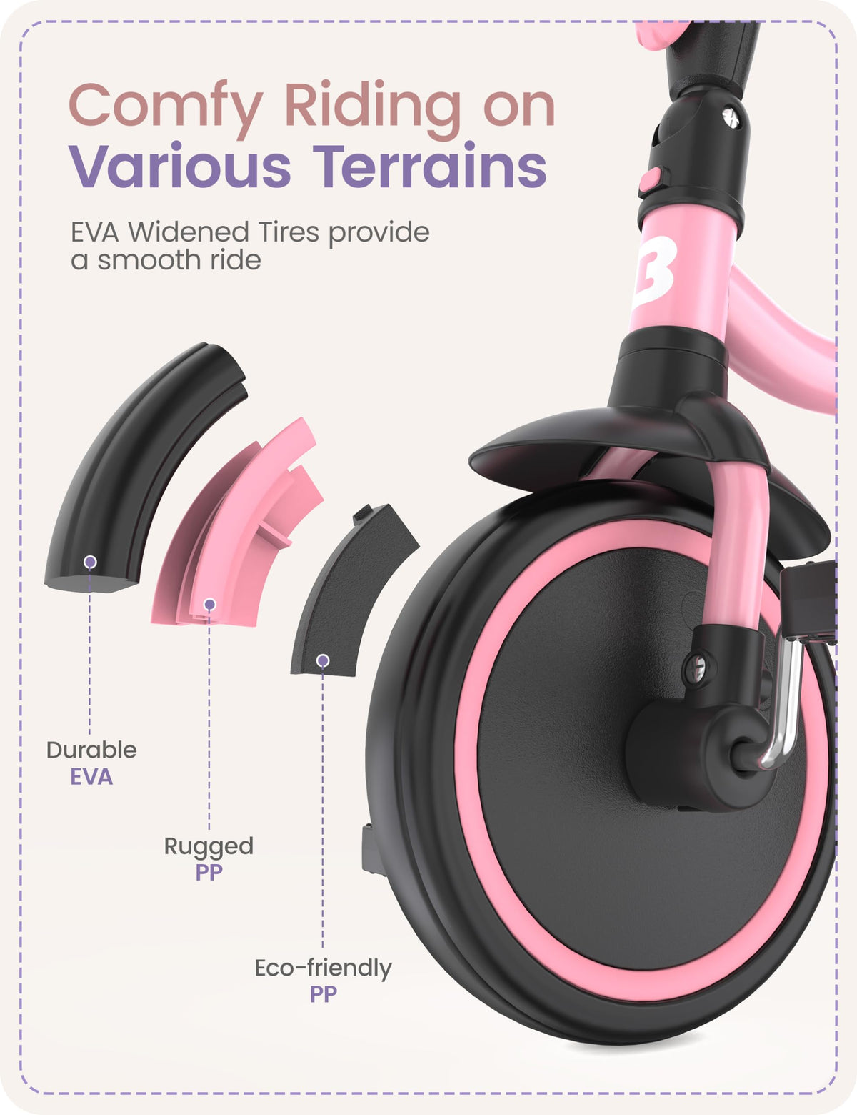 Pink Toddler Tricycle with Bell N1952