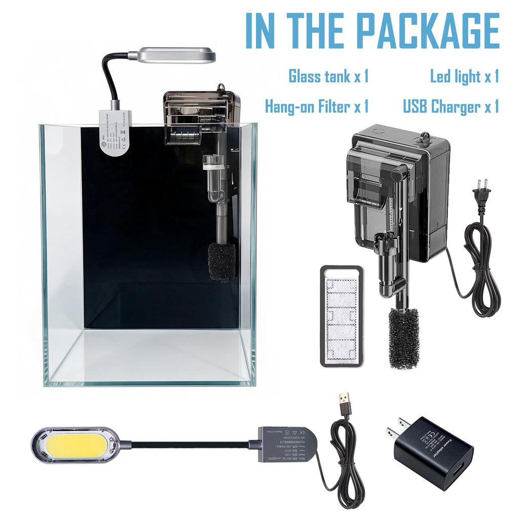 1.5 Gallon Glass Aquarium Starter Kit with Filter and LED Light P441690