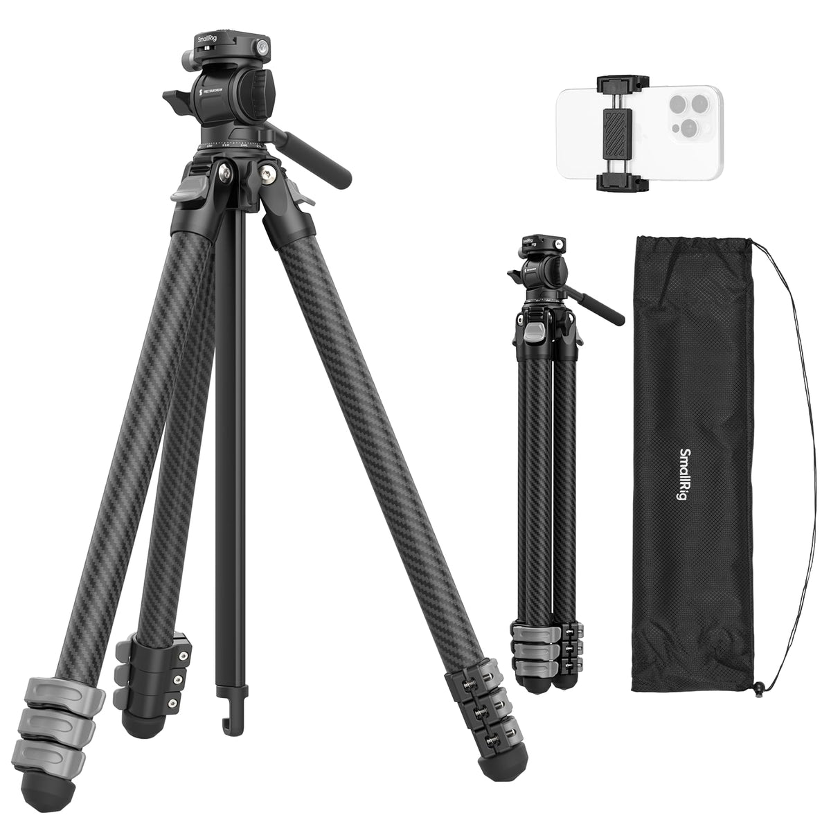 Carbon Fiber Compact Travel Tripod with Fluid Head P949644