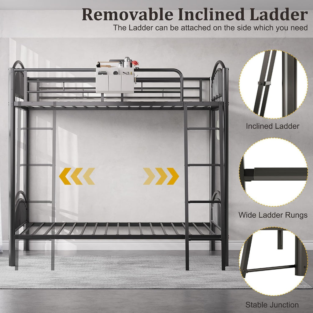 Twin Over Twin Metal Bunk Bed with Ladder L735171