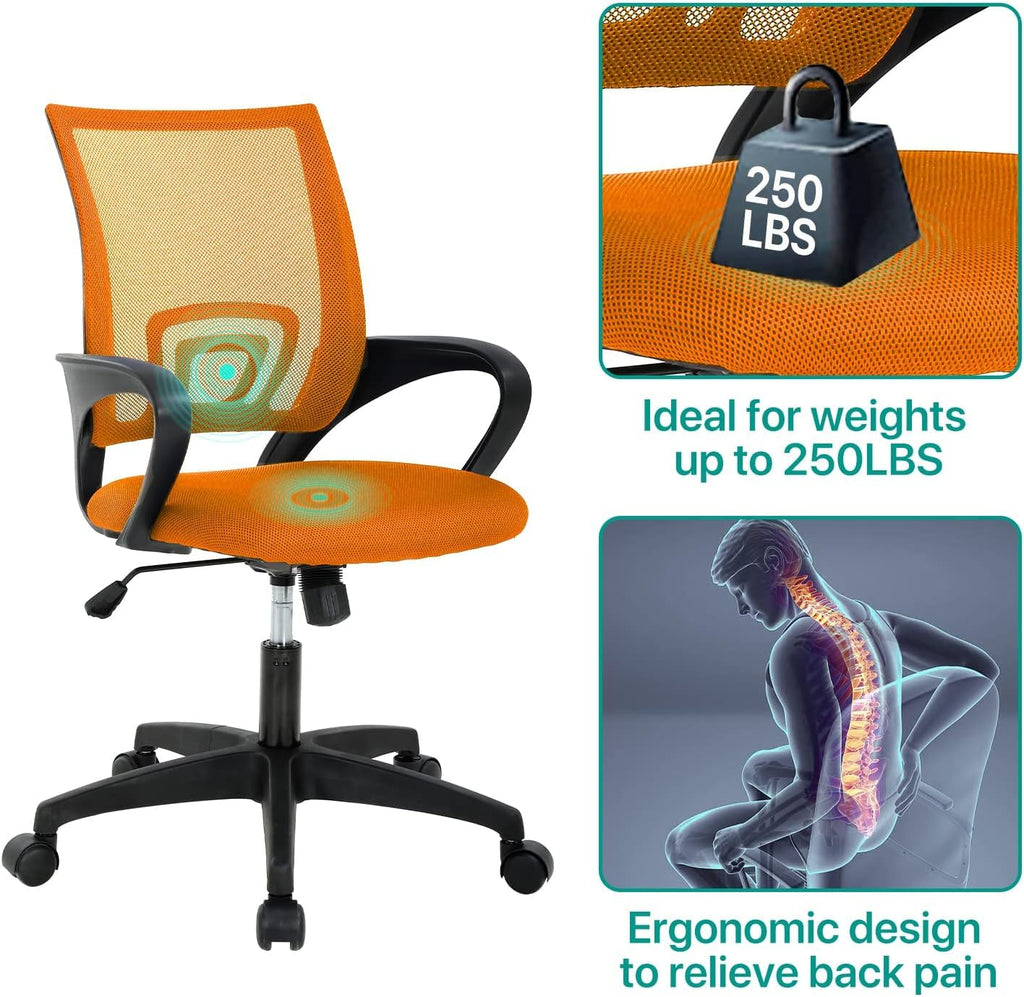 Ergonomic Orange Mesh Office Chair with Lumbar Support Q402