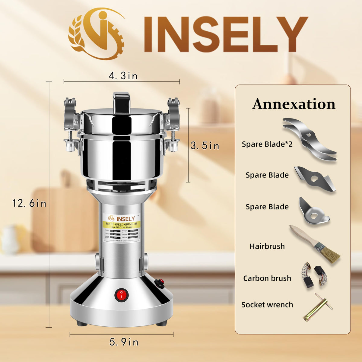 150g Electric Stainless Steel Grain Mill T3990