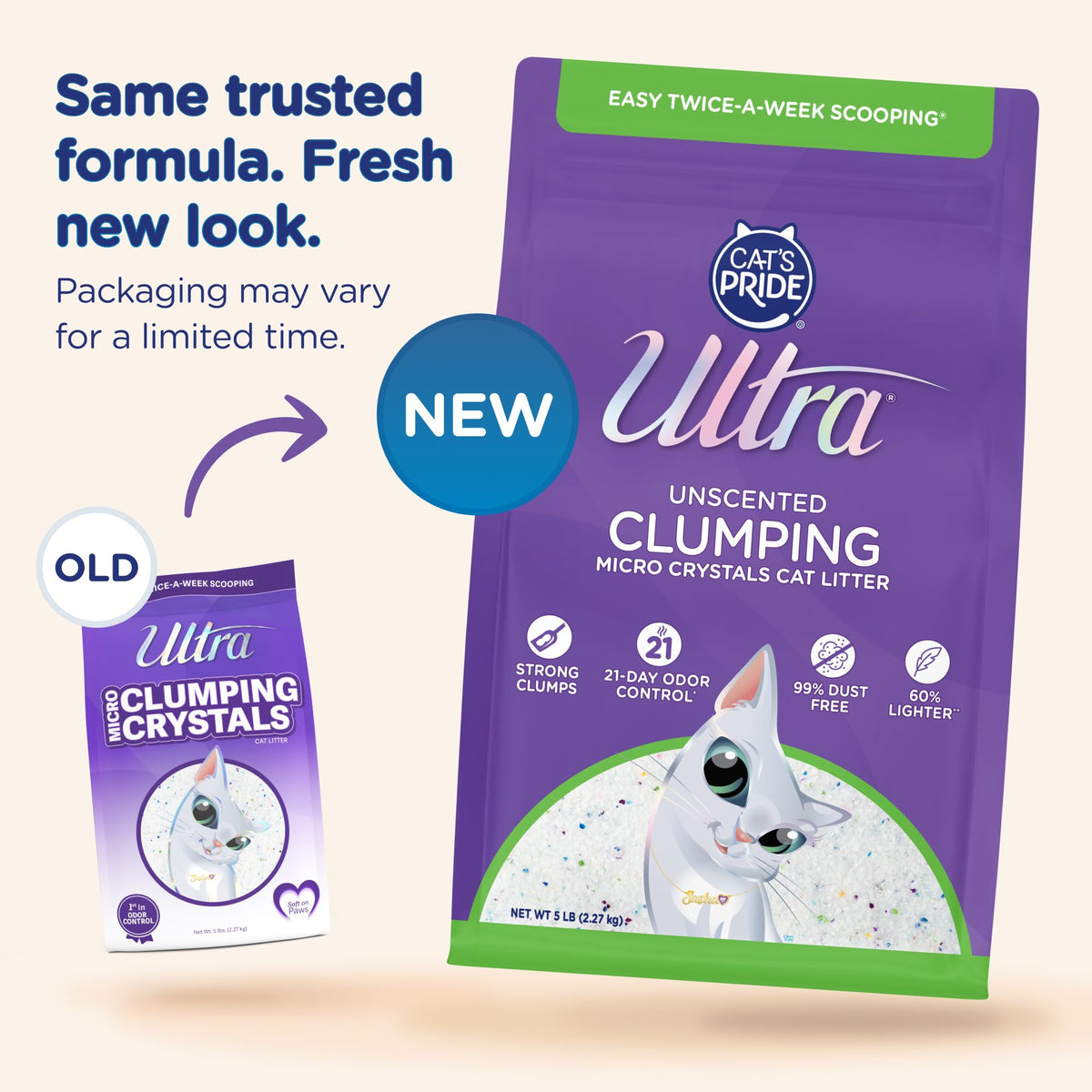 Clumping Micro Crystals Litter, Fragrance Free, 5lb D84429