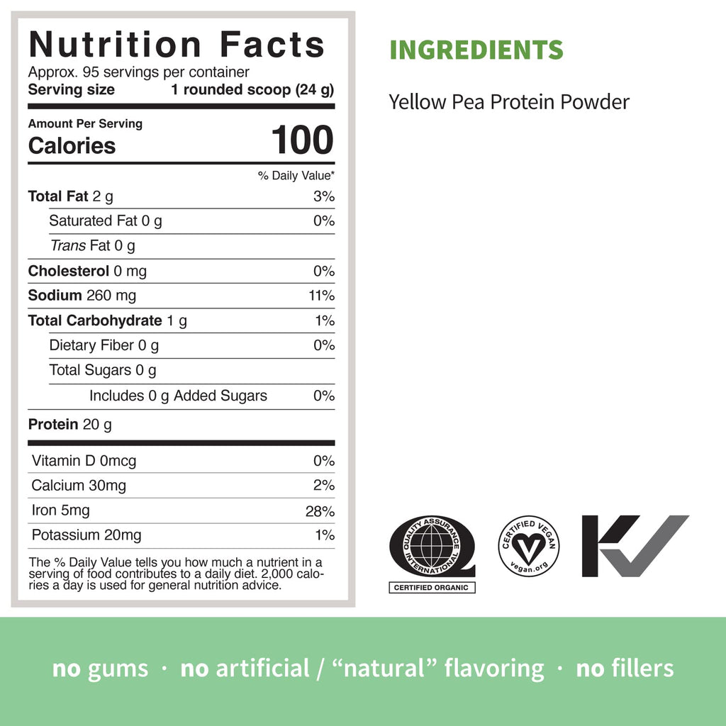 Organic Pea Protein Powder, Unflavored, 5 Pound F499676