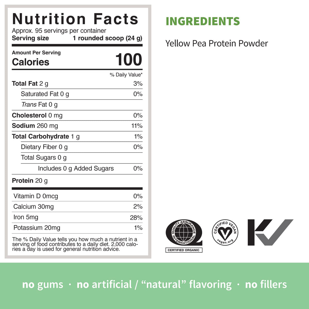 Organic Pea Protein Powder, Unflavored, 5 Pound F499676