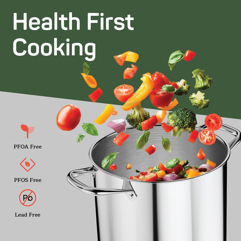 16 Quart Stainless Steel Stockpot with Tempered Glass Lid Z917