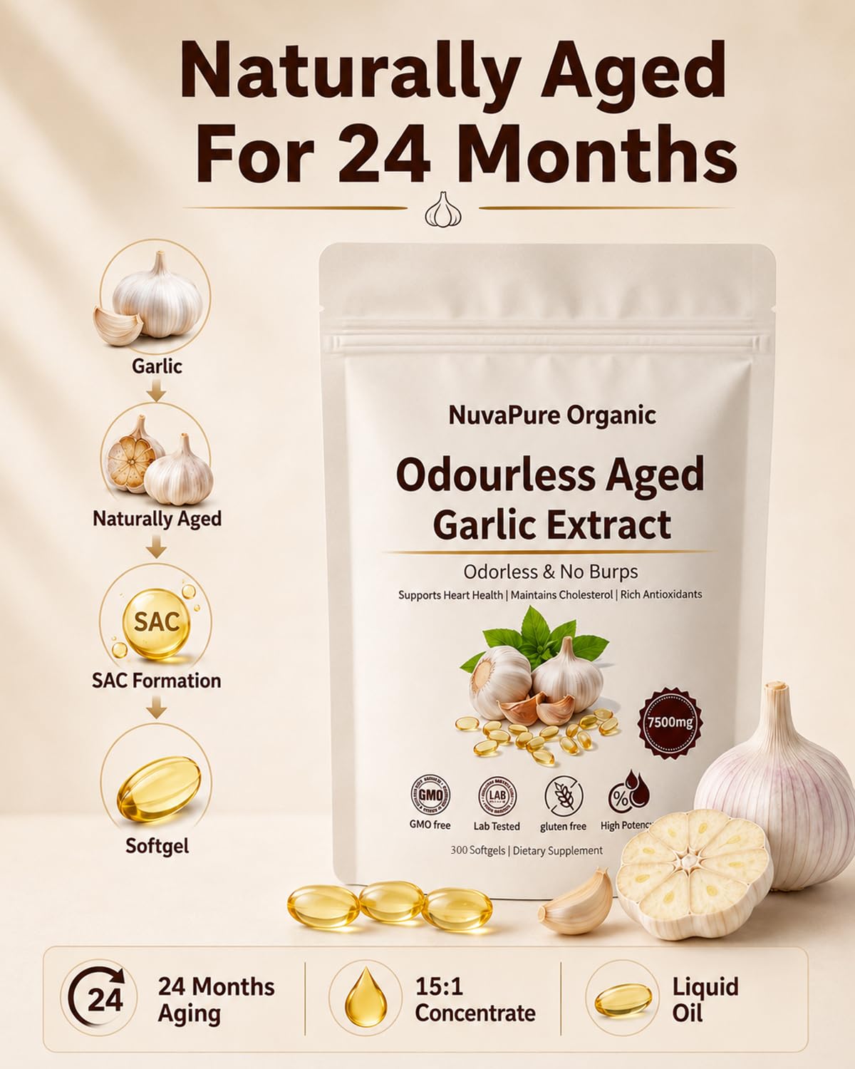 Odorless Aged Garlic Extract Capsules U980