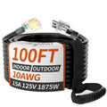 100ft 10 Gauge Waterproof Outdoor Extension Cord Black W218