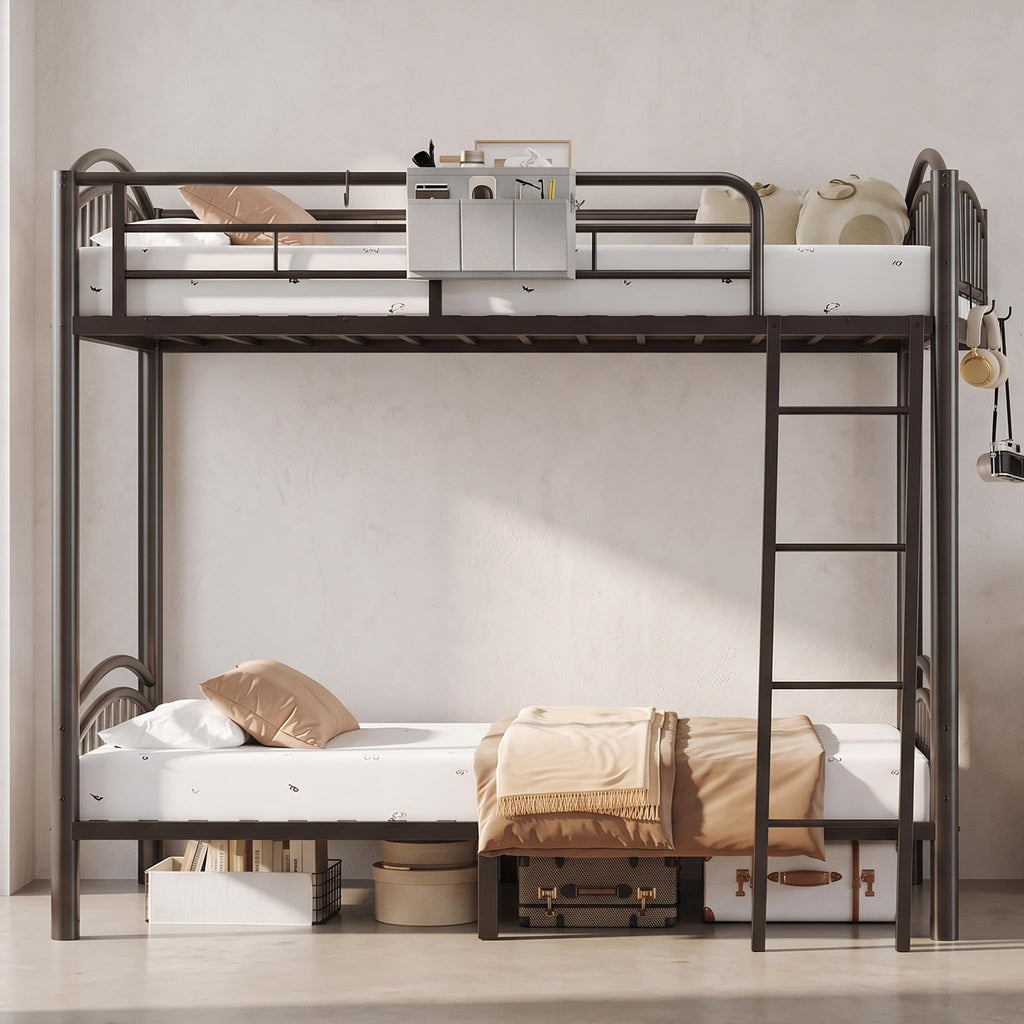 Twin Over Twin Metal Bunk Bed with Ladder L735171