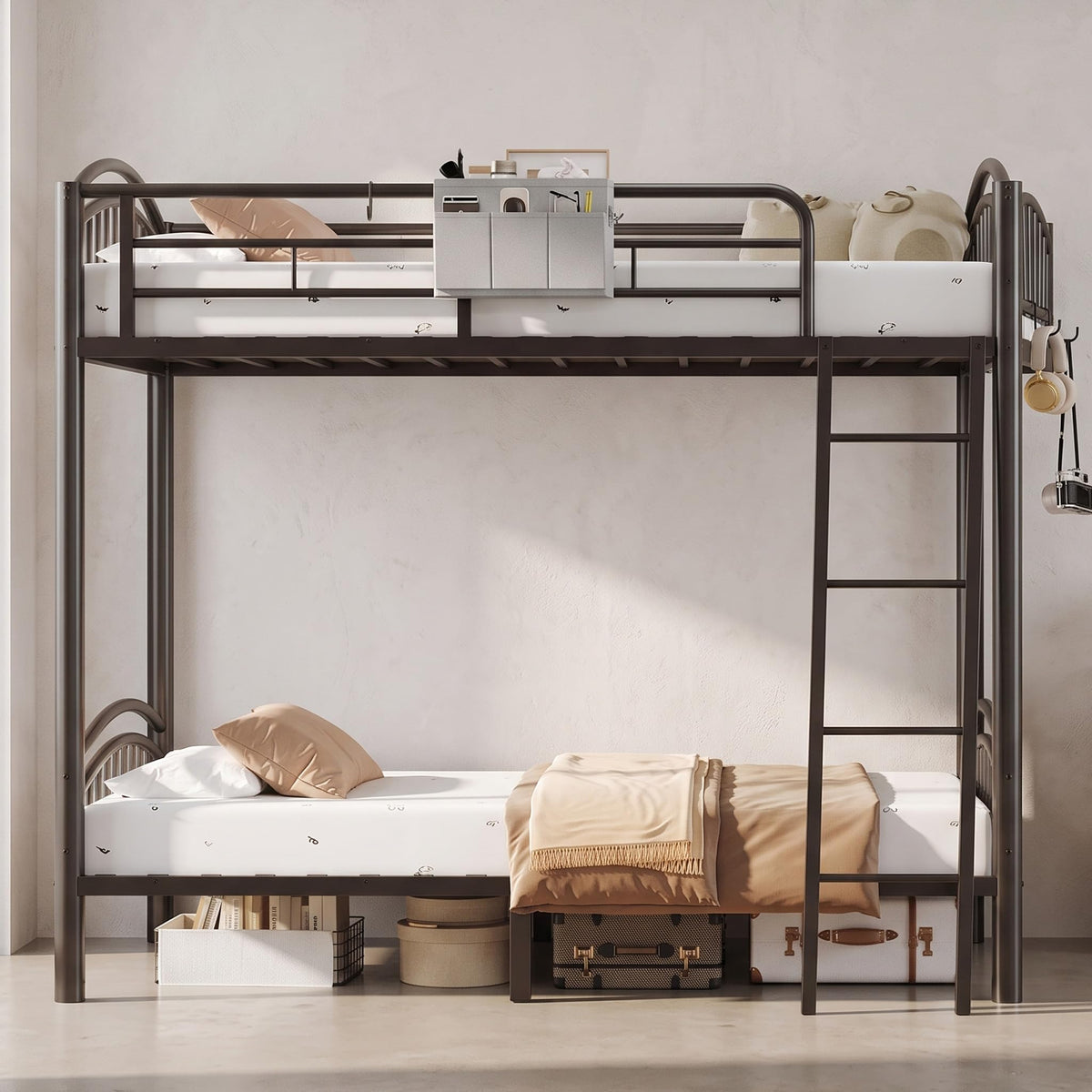 Twin Over Twin Metal Bunk Bed with Ladder L735171