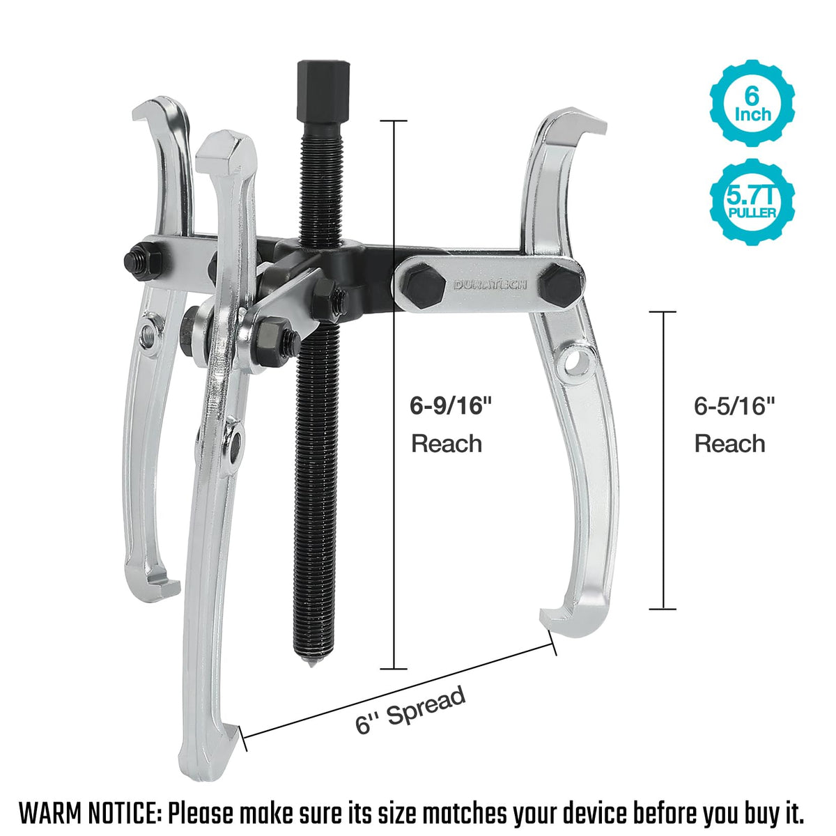 6-Inch 3-Jaw Gear Puller CR-V Steel X817