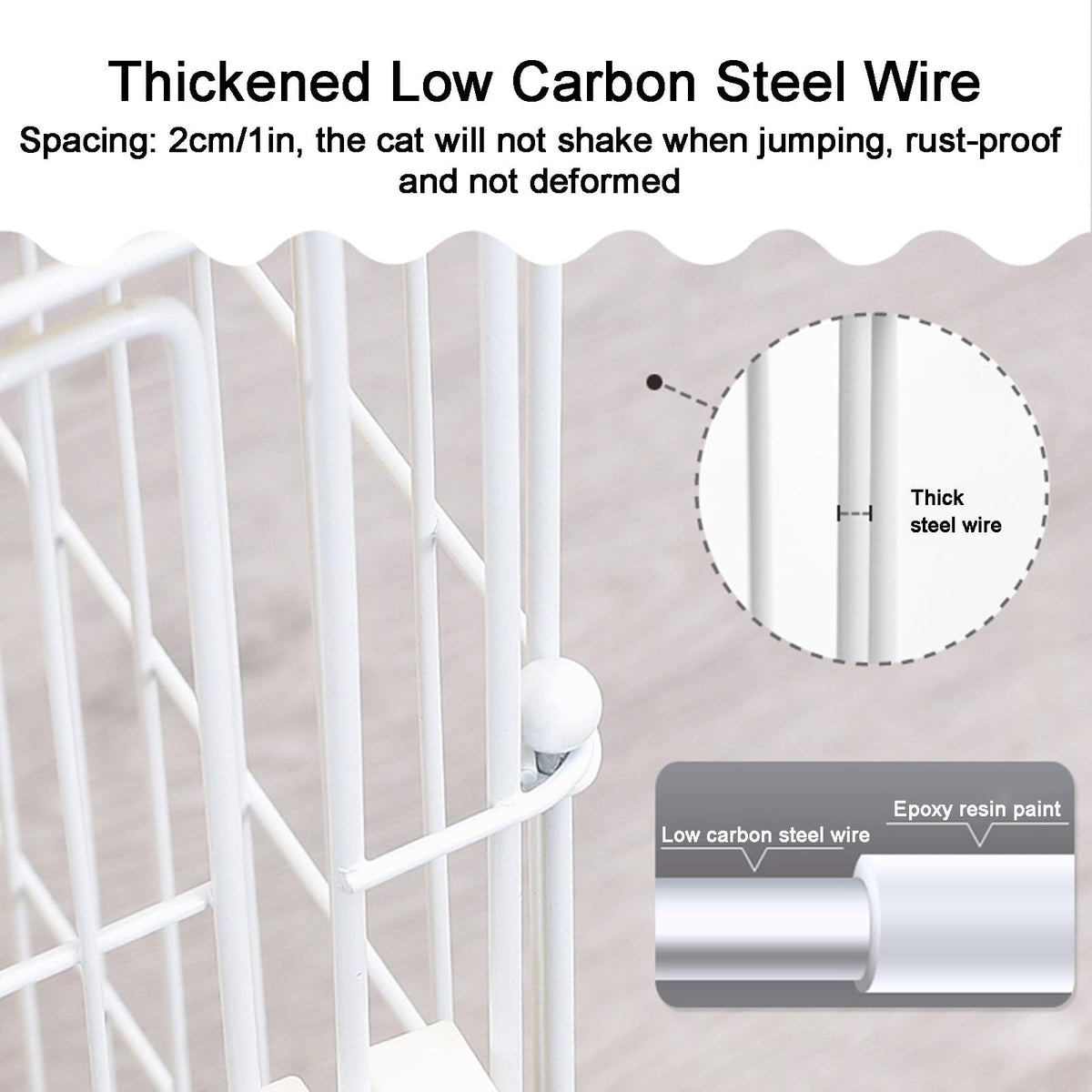 4 Tier Detachable Metal Wire Cat Cage with Double Drawer Tray W12863