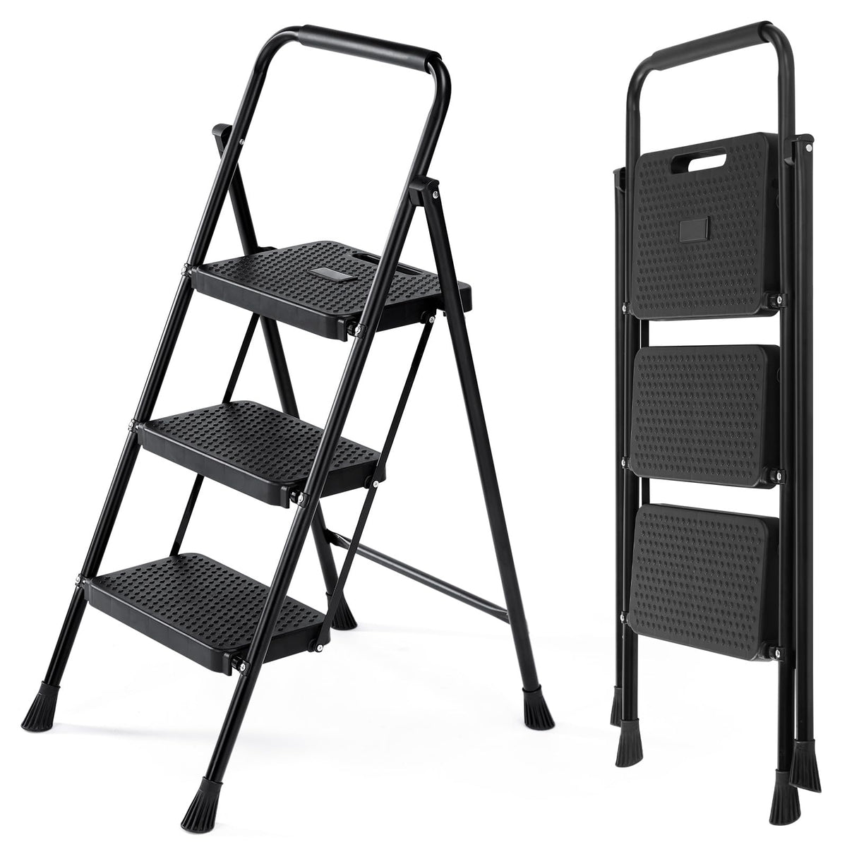 3 Step Ladder 500lbs Capacity Foldable Step Stool V73226