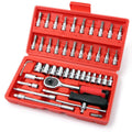 46 Pieces Mechanic Tool Kit 1/4” Ratchet Socket Wrench Set with Storage Case E23801
